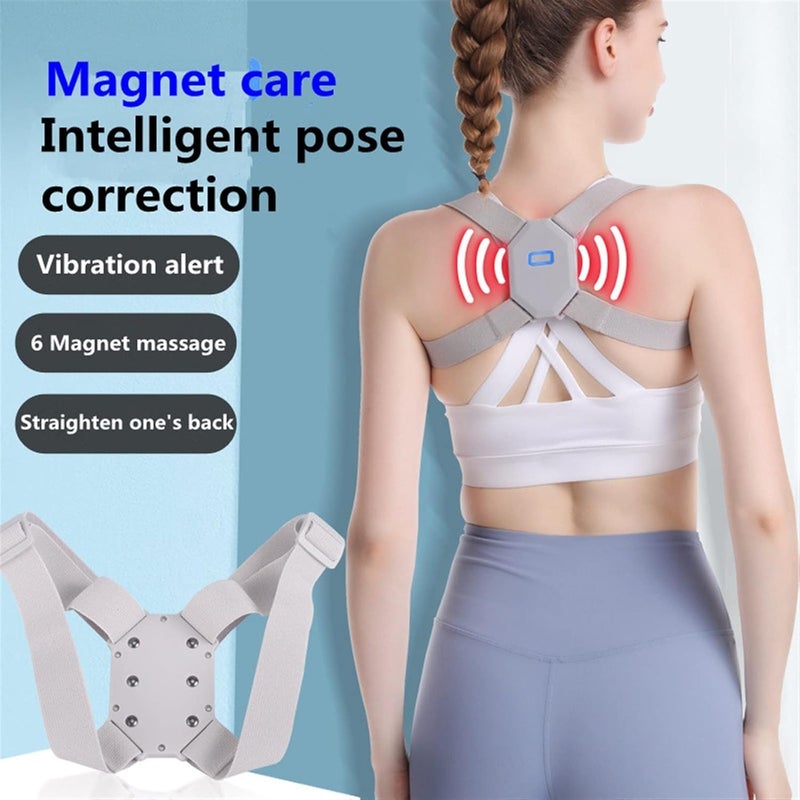 Back Corrector 6 Magnet Electronic Sensor Vibration Reminder Smart Back Spine Corrector Suitable Children Adjustable Support Brace Health and Relaxation,D-One Size fits All - Image 4