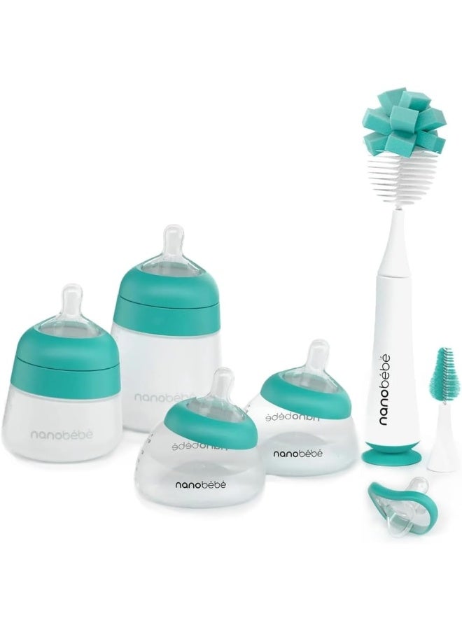 NANOBÃ‰BÃ‰ Nanobebe Teal Early Essentials Anti-Colic Baby Bottle Gift Set - Image 1