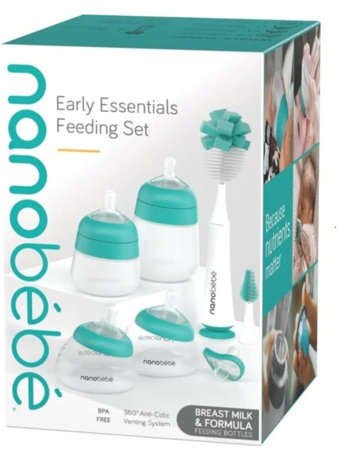 NANOBÃ‰BÃ‰ Nanobebe Teal Early Essentials Anti-Colic Baby Bottle Gift Set - Image 2