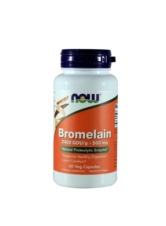 now Bromelain 2400 GDU, 500mg, 60 Capsules (Pack of 2) - Image 1