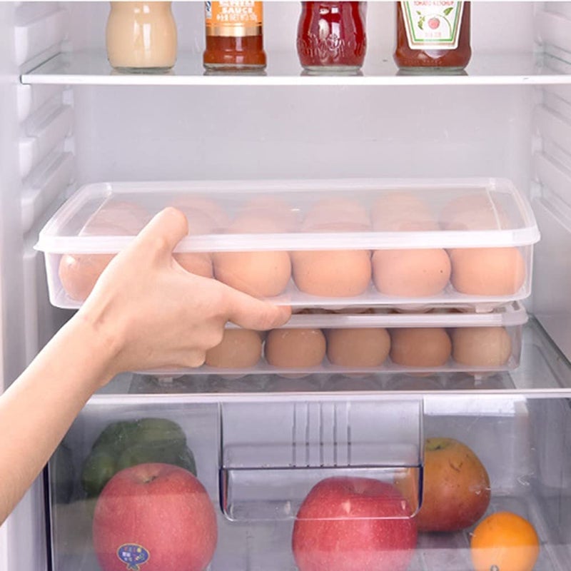 Evona Transparent 24 Grid Egg Holders for Refrigerator Plastic Stackable Egg Storage Box With Lid Kitchen Restaurant Egg Storage Tray - Image 5