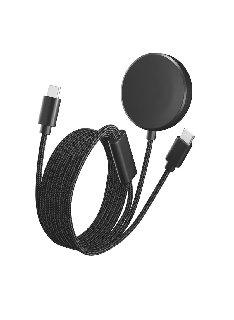 Multi Charging Cable Fit for Samsung Galaxy Watch 7/6/6 Classic/5/5 Pro/4/4 Classic/3/Active 2/Active,2 in 1 Nylon Braided Charger Cable with USB-C for Phones Tablets Earphones Multiple Devices - Image 1