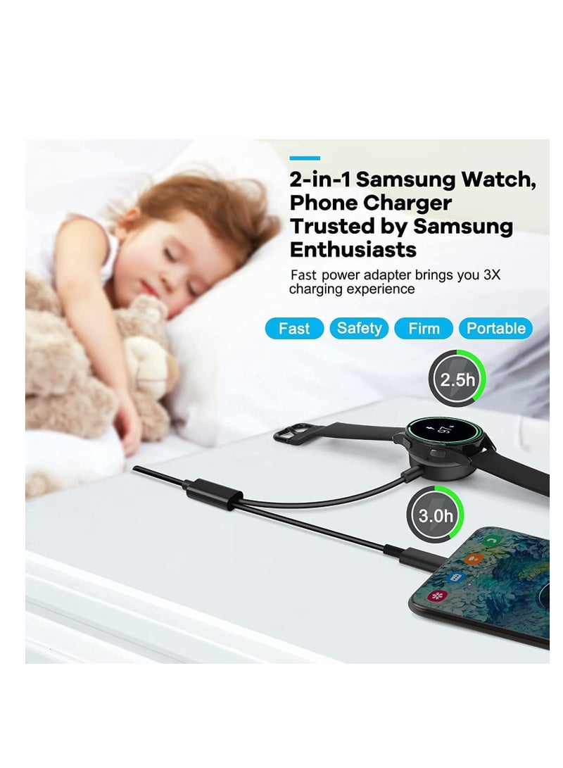 Multi Charging Cable Fit for Samsung Galaxy Watch 7/6/6 Classic/5/5 Pro/4/4 Classic/3/Active 2/Active,2 in 1 Nylon Braided Charger Cable with USB-C for Phones Tablets Earphones Multiple Devices - Image 4
