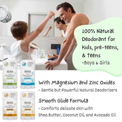MONA 100% Natural Deodorant for Kids, Preteens & Teens | No Baking Soda, Synthetic Scents or Aluminum | Safe for Girls & Boys with Sensitive Skin | Hypoallergenic & Vegan (HONEYDEW 1.76 Oz) - Image 4
