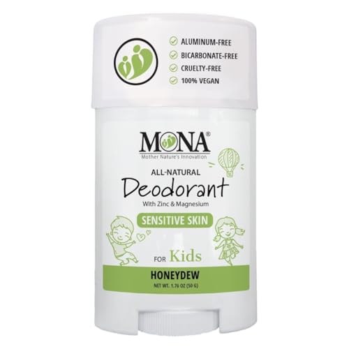 MONA 100% Natural Deodorant for Kids, Preteens & Teens | No Baking Soda, Synthetic Scents or Aluminum | Safe for Girls & Boys with Sensitive Skin | Hypoallergenic & Vegan (HONEYDEW 1.76 Oz) - Image 1