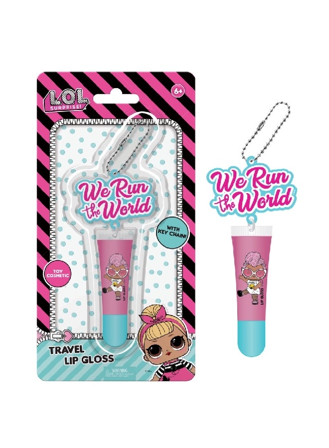 L.O.L. SURPRISE! We Run The World Travel Lip Gloss with Key Chain Pink and Blue 19.5 x 2 x 10 cm LOL5113