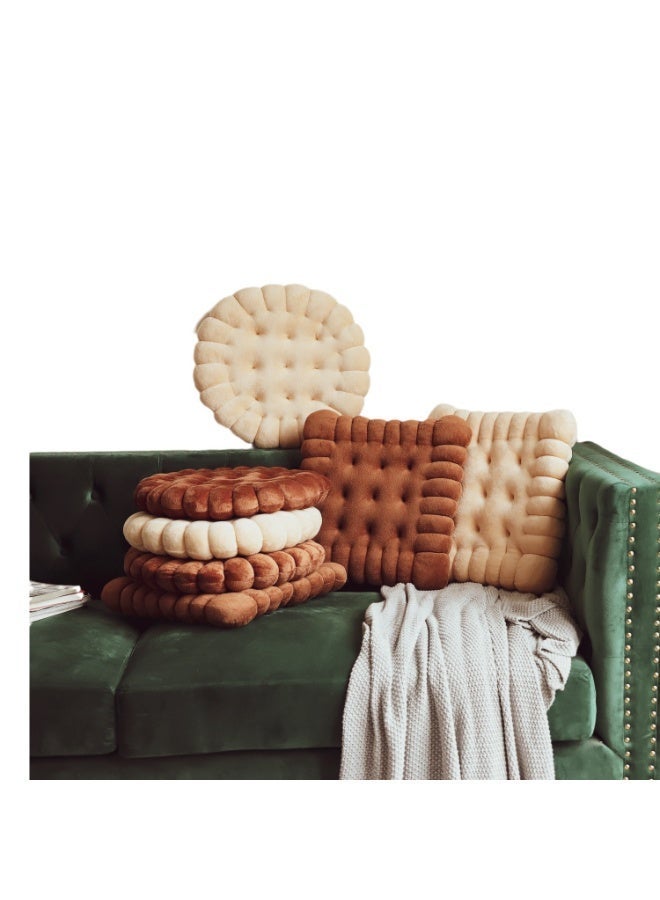 Cookie Biscuit Cushion Soft Cute Throw Pillow Thicken Seat Decorative Flooring for Living Room Household Chair Circular Beige - Image 5