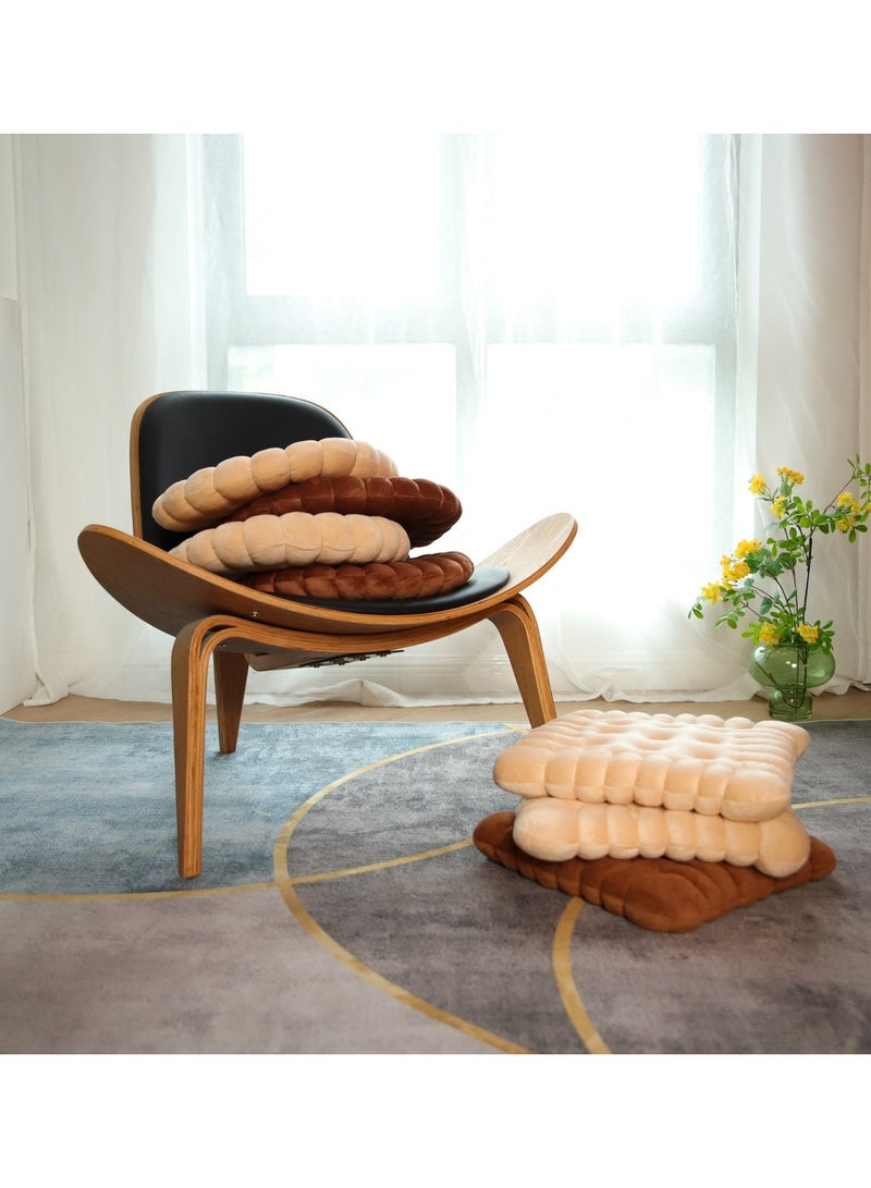 Cookie Biscuit Cushion Soft Cute Throw Pillow Thicken Seat Decorative Flooring for Living Room Household Chair Circular Beige - Image 4