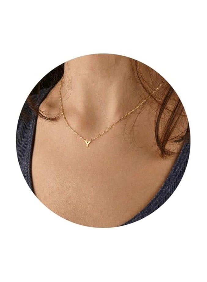 فيروز جوليري قلادة حرف صغيرة مطلية بالذهب عيار 18 قيراط من الستانلس ستيل، قلادة حرف شخصية مخصصة، قلادة اسم متعددة الأحرف للنساء والفتيات وتناسب جميع الاشخاص من فيروز جوليري - Image 2