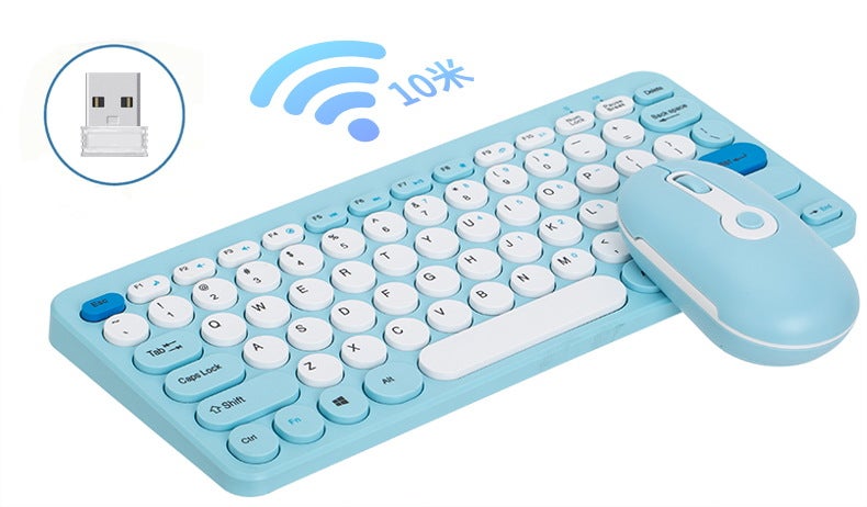 K09 Macaron Wireless Keyboard Mouse Combo Sky Blue