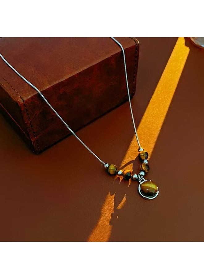 Goolsky قلادة عتيقة من الجلد مع عين النمر للنساء - تشوكر متعدد الطبقات، سلسلة ترف صغيرة متعددة الاستخدامات، ملابس يومية/عتيقة - Image 4