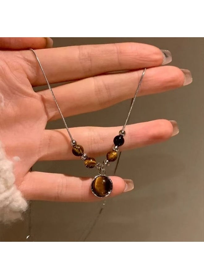 Goolsky قلادة عتيقة من الجلد مع عين النمر للنساء - تشوكر متعدد الطبقات، سلسلة ترف صغيرة متعددة الاستخدامات، ملابس يومية/عتيقة - Image 5