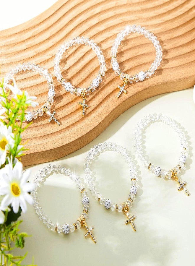 Leinuosen 90 Pieces Baptism Favors Set Include Crystal Bracelets with Crucifix Rosary Thank You Tags Organza Bags for Baby Shower Baptism Supplies First Communion Party Favor - Image 5