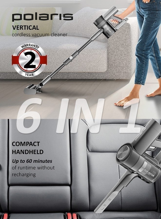 Polaris PVCS 1146 Master Clean – Cordless Vacuum Cleaner, 500W, 60min Runtime, 6-in-1, With Optional Damp-Cleaning Attachment - Image 3