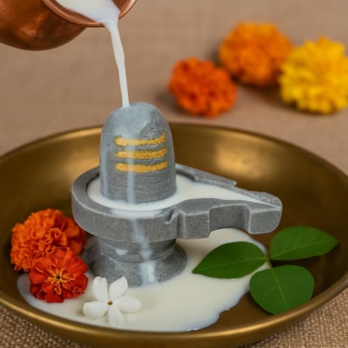 athizay Stone Shivling Statue Made up of Gorara Stone Handcrafted Shiva Lingam Available in Black and Grey in Different Sizes (5), Religious - Image 5