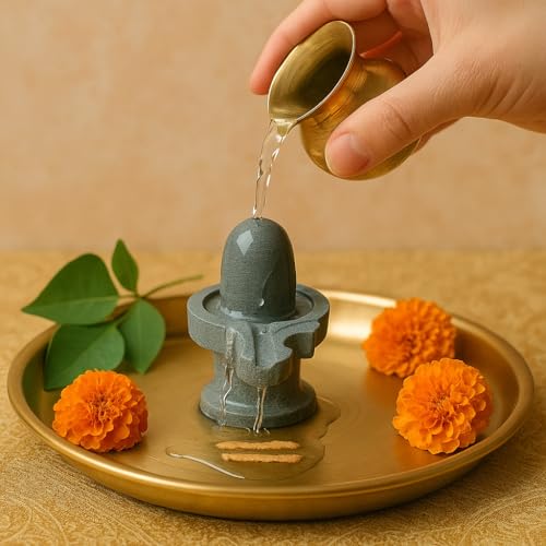 athizay Stone Shivling Statue Made up of Gorara Stone Handcrafted Shiva Lingam Available in Black and Grey in Different Sizes (5), Religious - Image 3
