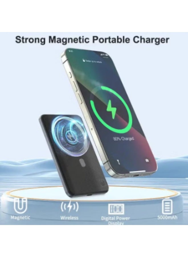 Denx 10000mAh Wireless Power Bank | Fast Chargingompact & Lightweight | 38.5Wh | Magnetic Compatible - Image 3