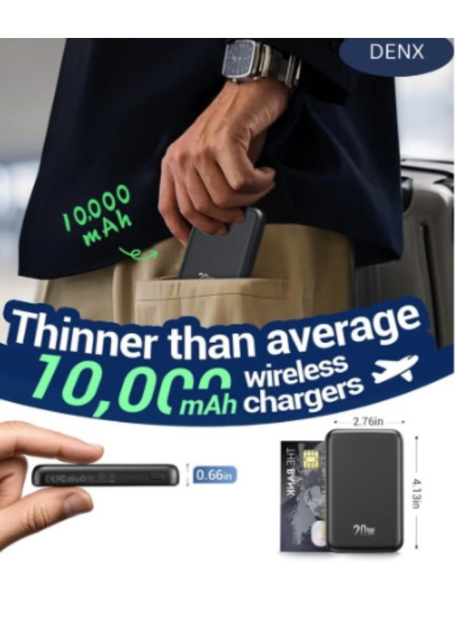 Denx 10000mAh Wireless Power Bank | Fast Chargingompact & Lightweight | 38.5Wh | Magnetic Compatible - Image 4