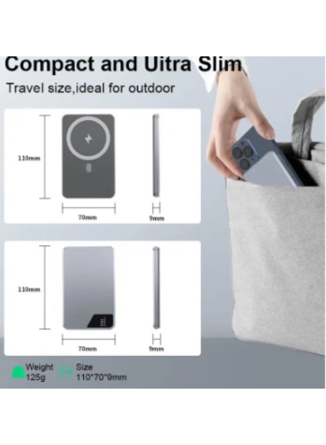 Denx 10000mAh Wireless Power Bank | Fast Chargingompact & Lightweight | 38.5Wh | Magnetic Compatible - Image 5