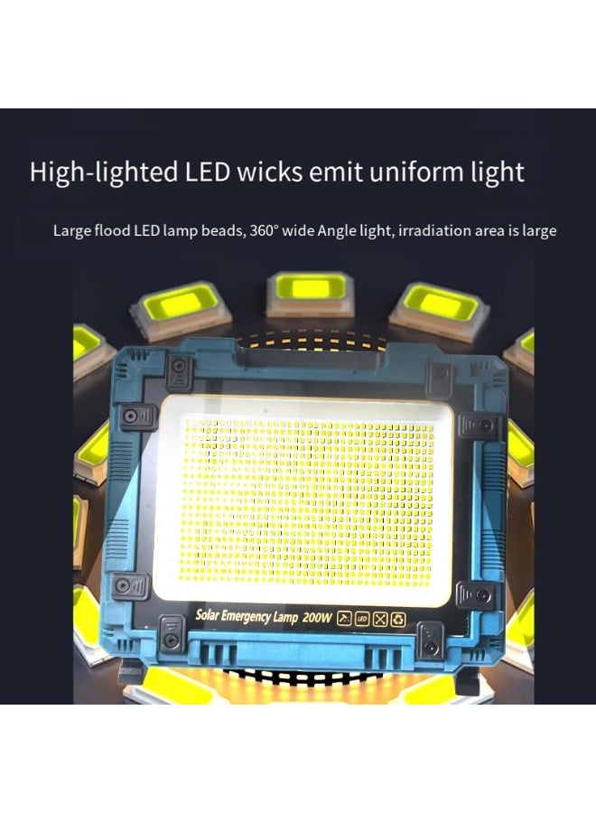 Panvil 200W Portable LED Work Floodlight – Solar & USB Rechargeable Outdoor Security Lamp with Power Bank Function – Waterproof, Long-Lasting Emergency Light for Camping, Fishing, Hiking & Job Sites - Image 2