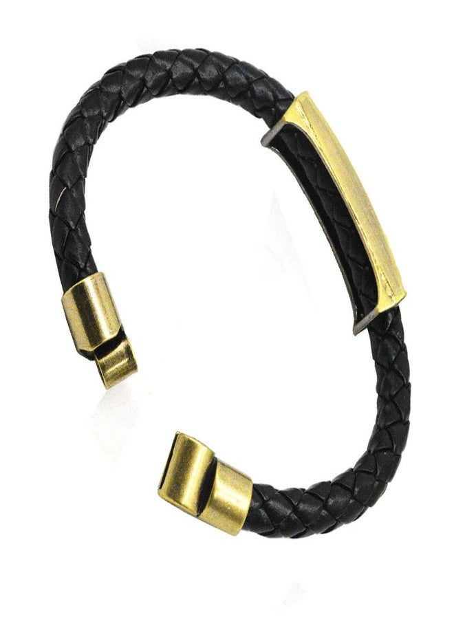 Sullery Trishul Mahakal Black and Gold Leather, Stainless Steel Bracelet for Men and Women - Image 3