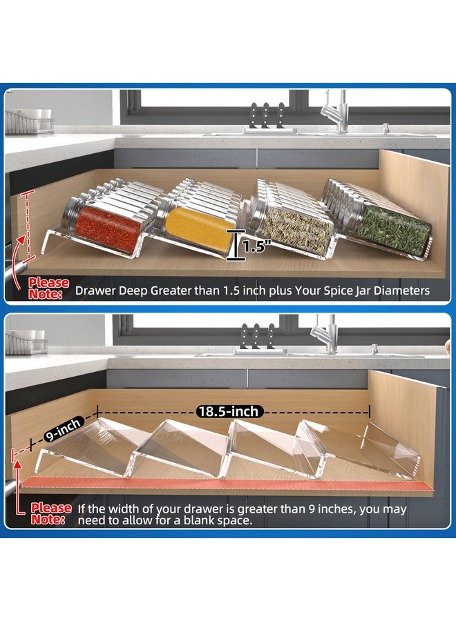 MIUKAA MIUKAA Clear Acrylic Spice Drawer Organizer, 4 Tier- 1 Set Seasoning Jars Drawers Insert, Kitchen Spice Rack Tray for Drawer/Countertop (Jars not included)  - Image 3