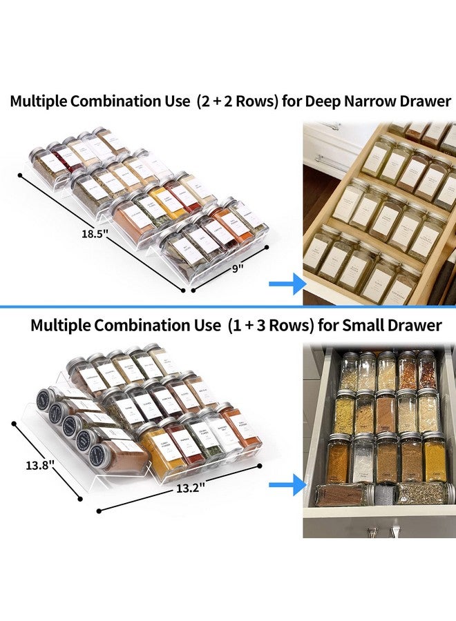 MIUKAA MIUKAA Clear Acrylic Spice Drawer Organizer, 4 Tier- 1 Set Seasoning Jars Drawers Insert, Kitchen Spice Rack Tray for Drawer/Countertop (Jars not included)  - Image 5