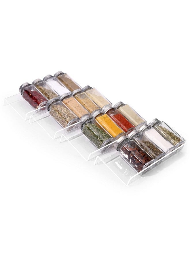 MIUKAA MIUKAA Clear Acrylic Spice Drawer Organizer, 4 Tier- 1 Set Seasoning Jars Drawers Insert, Kitchen Spice Rack Tray for Drawer/Countertop (Jars not included)  - Image 1