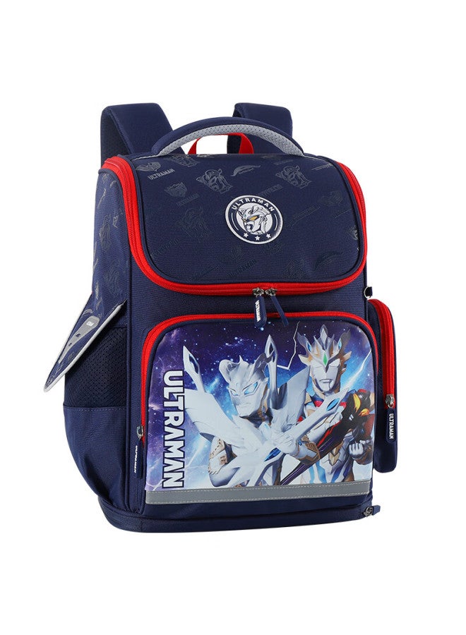 Ultraman School Backpack For Boys Grades 1-3, Sero Lightweight Children's Double Shoulder Bag 80071 Navy Blue
