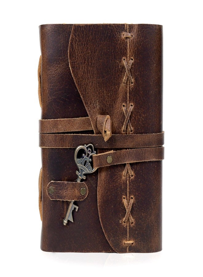 cuero Vintage Leather Bound Journal - Cappuccuno Brown, 8"X6", 200 Deckle Edges Pages for Men & Women, for Writing, Drawing, Travel Diary, Sketchbook - Vintage Key Closure - Book of Shadows - Image 3