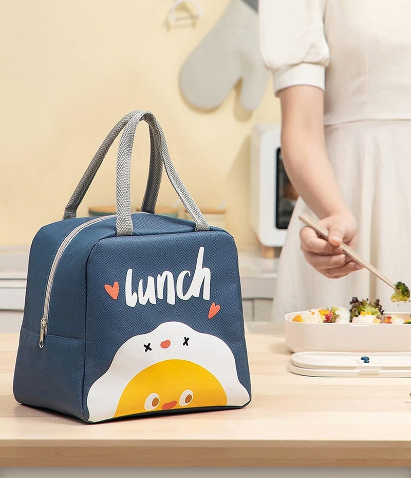 wolpin Insulated Lunch Bag 7084 ml Blue Egg | Fabric Tiffin Storage Bag for Office Women Men Kids | Travel Lunch Box Bag for School College | Durable Carry Bag with Zipper Handle - Image 2