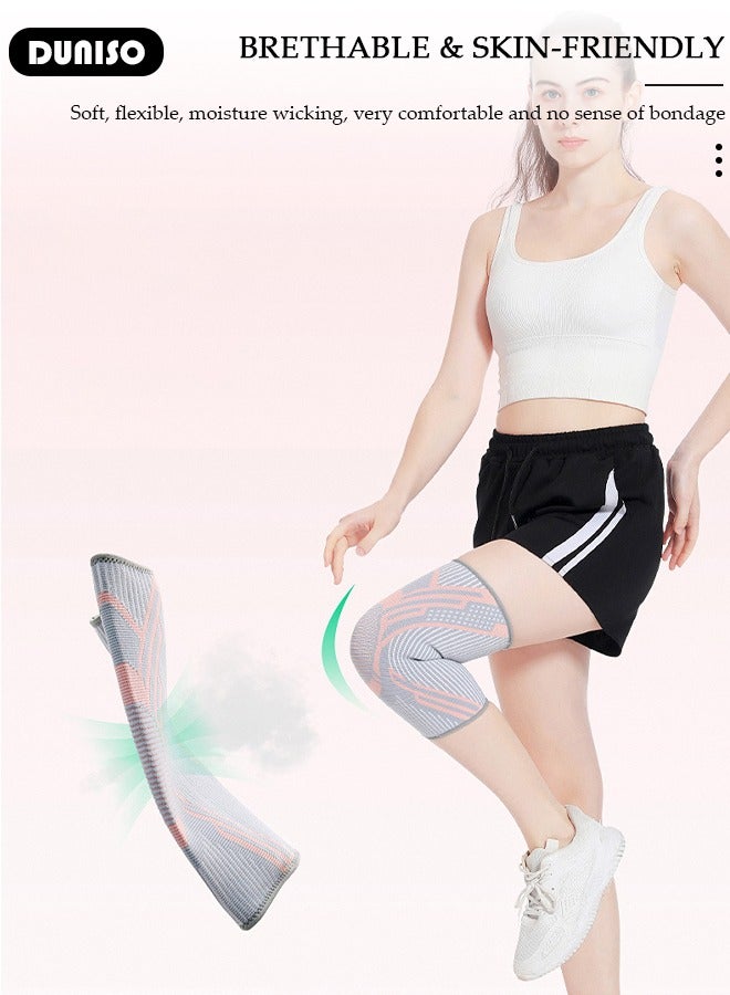 DUNISO 2 قطع دعامة ركبة احترافية مع مثبتات جانبية ووسادات جل للركبة دعم ضغط قابل للتعديل لتخفيف آلام الركبة تمزق الغضروف ACL MCL التهاب المفاصل آلام المفاصل التعافي من الإصابات - Image 5