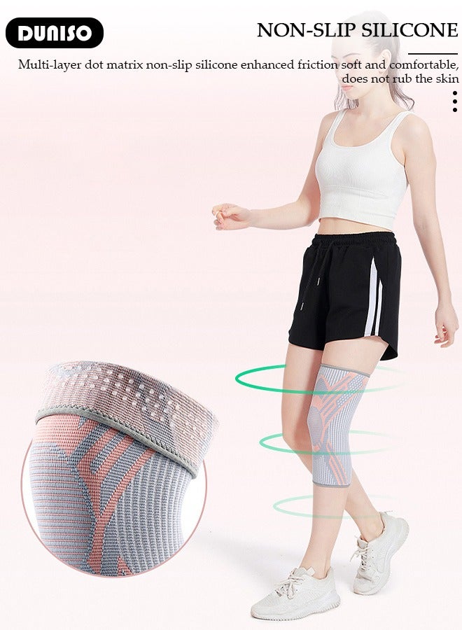 DUNISO 2 قطع دعامة ركبة احترافية مع مثبتات جانبية ووسادات جل للركبة دعم ضغط قابل للتعديل لتخفيف آلام الركبة تمزق الغضروف ACL MCL التهاب المفاصل آلام المفاصل التعافي من الإصابات - Image 4