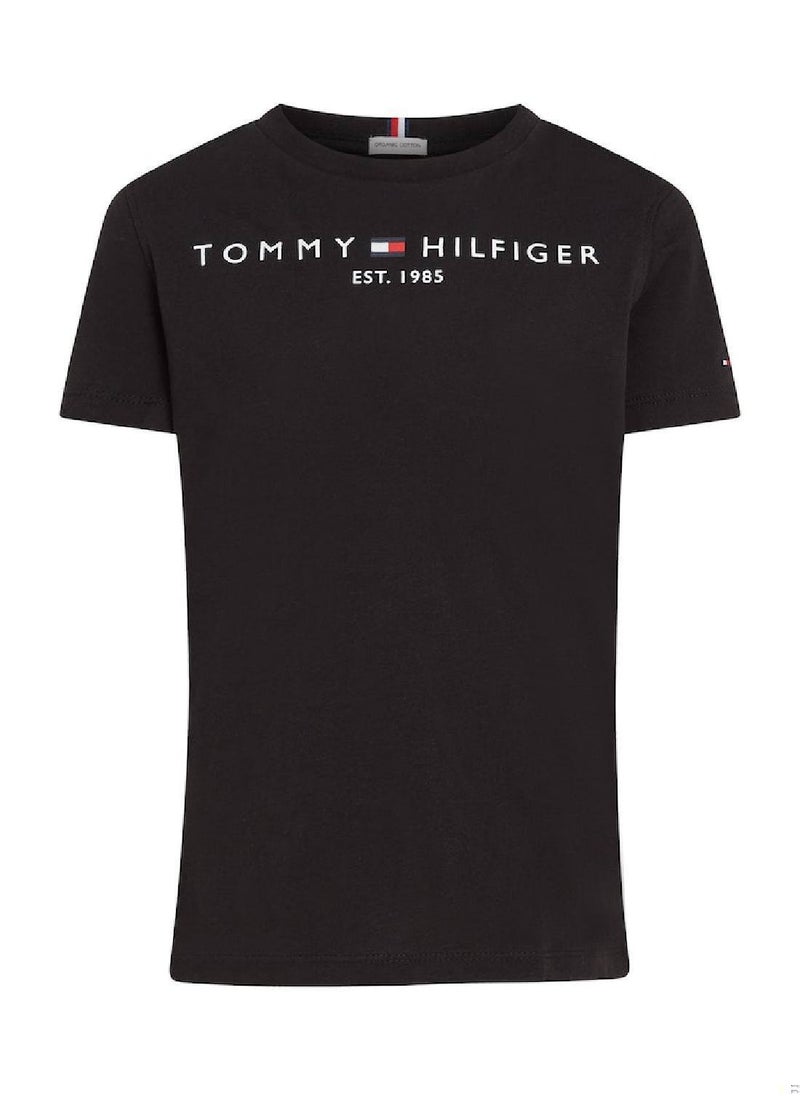 TOMMY HILFIGER Kids' Crew Neck T-shirt - Cotton, Black 