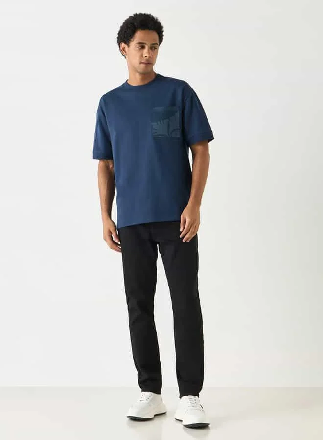 Lee Cooper Lee Cooper Printed T-shirt with Crew Neck and Patch Pocket
