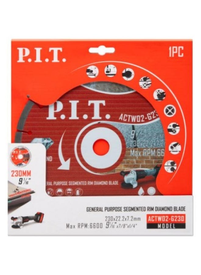 قرص قص خرسانة 230 مم P.I.T موديل ACTW02-G230