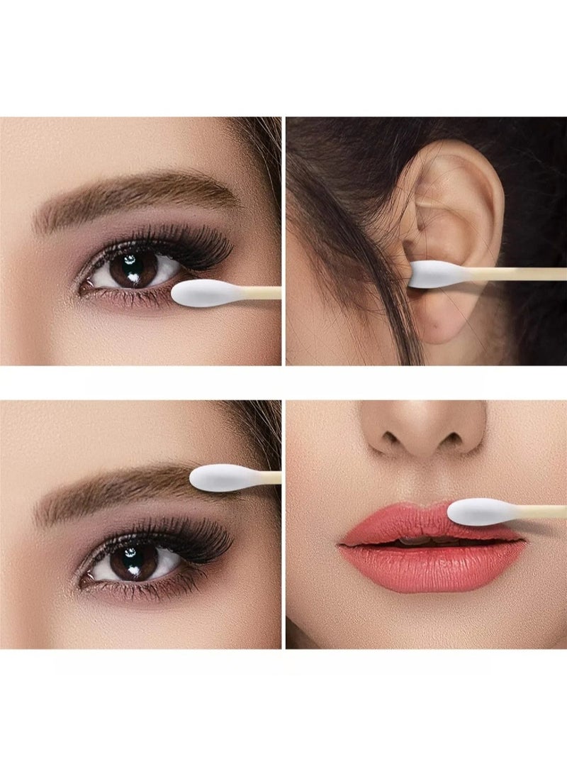 CHU DAI 520 pcs Swabs,Natural Double Round Strong Wooden Cotton Tip Sticks Buds for Ears，Cleaning and Makeup Removal,Cruelty-Free Ear Swabs with Storage Box - Gentle on Skin - Image 2