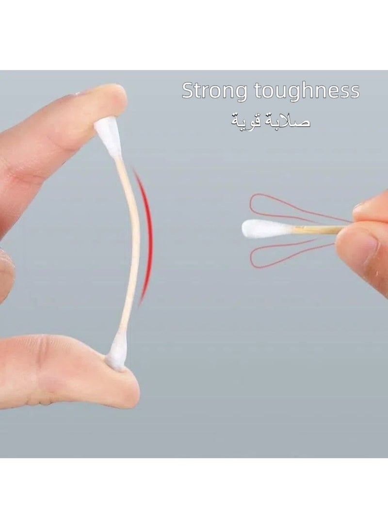 CHU DAI 520 pcs Swabs,Natural Double Round Strong Wooden Cotton Tip Sticks Buds for Ears，Cleaning and Makeup Removal,Cruelty-Free Ear Swabs with Storage Box - Gentle on Skin - Image 5