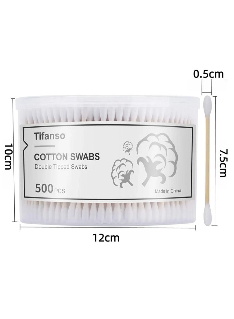 CHU DAI 520 pcs Swabs,Natural Double Round Strong Wooden Cotton Tip Sticks Buds for Ears，Cleaning and Makeup Removal,Cruelty-Free Ear Swabs with Storage Box - Gentle on Skin - Image 2