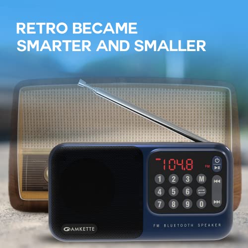 Amkette Pocket Mate Digital FM Radio with Bluetooth Speaker - Type C Charging, Antenna, Multiple Playback 8 Hours Playtime, and Number Pad (Headphone Jack, SD Card, USB Input) (Blue) - Image 4