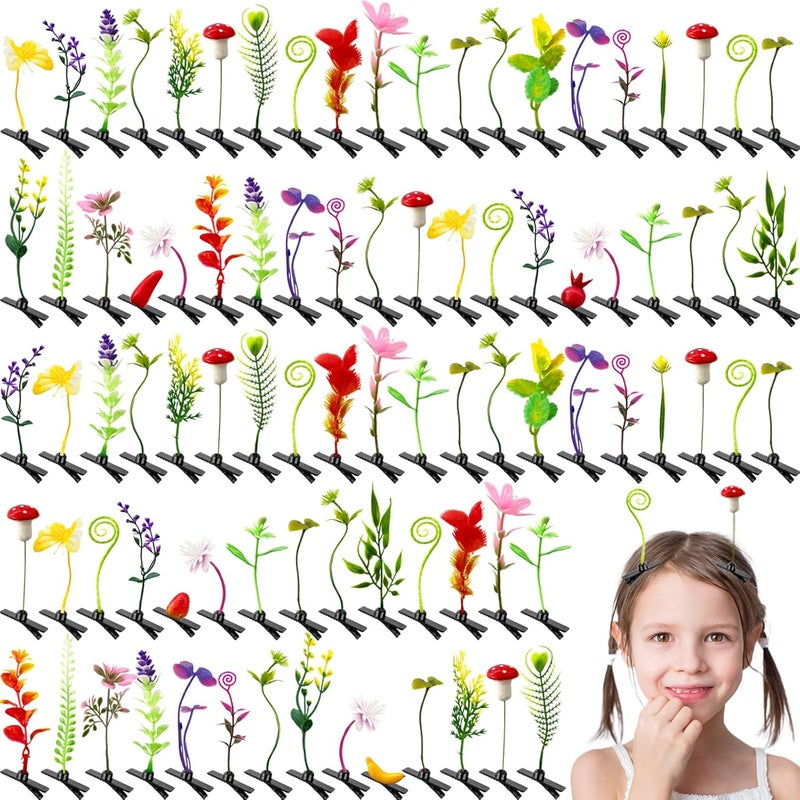 100 Pieces Bean Sprout Hair ClipsMixed Style Plant HairpinsFunny Plant Hairpins Hair Accessories for WomenGirlsKidsHome PartySchool