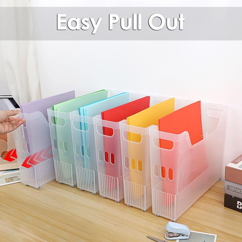BTSKY 6 Pack Scrapbook Paper Storage Box with Wheels, Plastic Storage Organizer for 12" x 12" Scrapbook Papers, Portable File Organizer with Built-in Handle, Functional Magazine Holder Paper Rack - Image 4