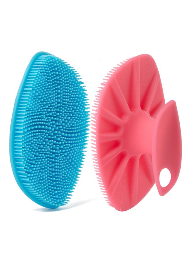 HieerBus Silicone Face Scrubber, Facial Cleansing Silicone Brush Manual Face Washing Brushes,Gentle Exfoliation Pad & Massage Skin Care for Men Women Cleansing and Exfoliating, Blue+Pink  - Image 1