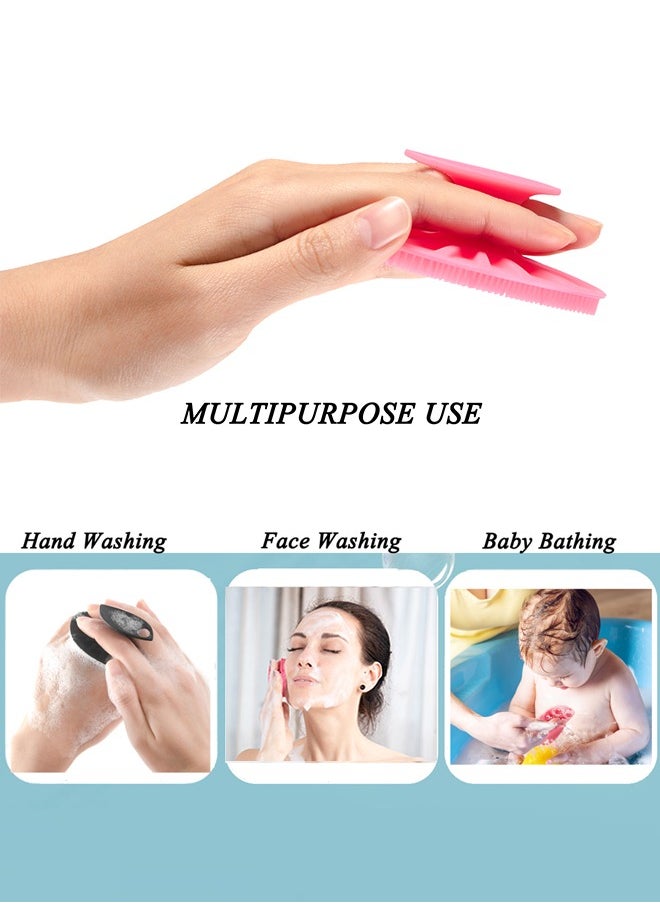 HieerBus Silicone Face Scrubber, Facial Cleansing Silicone Brush Manual Face Washing Brushes,Gentle Exfoliation Pad & Massage Skin Care for Men Women Cleansing and Exfoliating, Blue+Pink  - Image 2