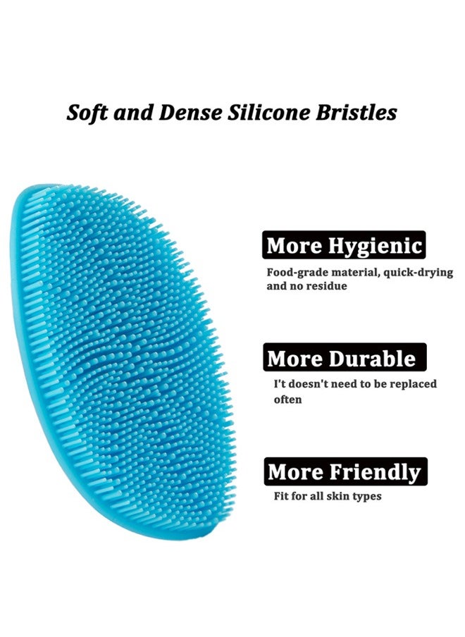HieerBus Silicone Face Scrubber, Facial Cleansing Silicone Brush Manual Face Washing Brushes,Gentle Exfoliation Pad & Massage Skin Care for Men Women Cleansing and Exfoliating, Blue+Pink  - Image 4