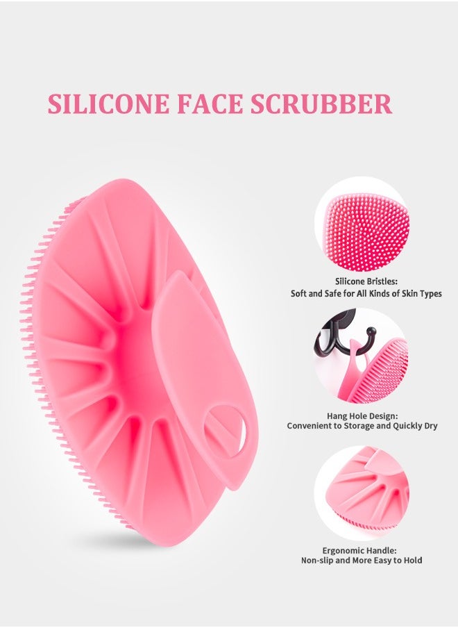 HieerBus Silicone Face Scrubber, Facial Cleansing Silicone Brush Manual Face Washing Brushes,Gentle Exfoliation Pad & Massage Skin Care for Men Women Cleansing and Exfoliating, Blue+Pink  - Image 5