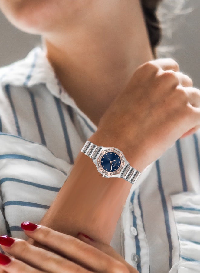 مارتيني ساعة تناظرية بقرص أزرق دائري - Image 2