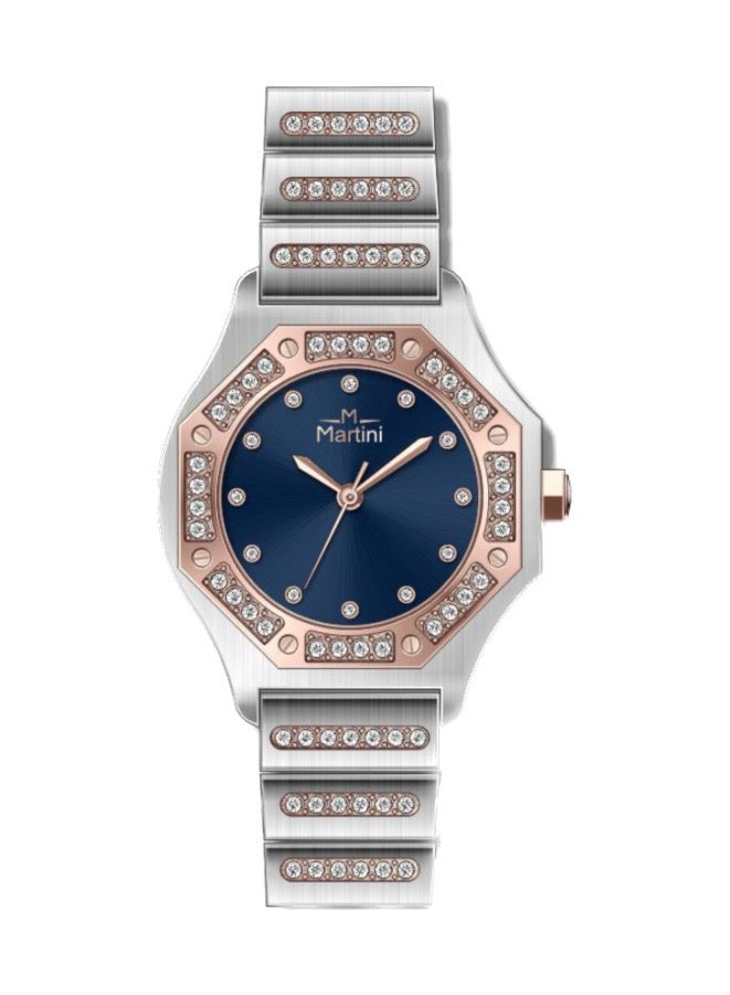 مارتيني ساعة تناظرية بقرص أزرق دائري - Image 1