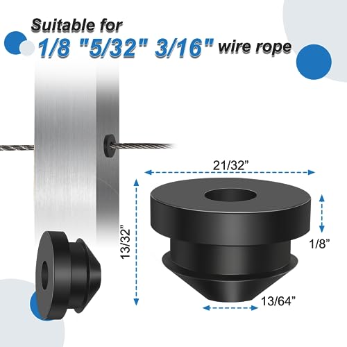Vanesa 300 Pack Cable Railing Kit Rubber Grommets Protector Sleeve, Black 1/8" Post Protector Sleeves for 5/32" 3/16" Wire Rope, Deck Kit for Indoor Outdoor Metal Posts - Image 2
