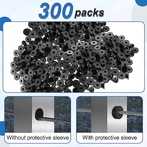 Vanesa 300 Pack Cable Railing Kit Rubber Grommets Protector Sleeve, Black 1/8" Post Protector Sleeves for 5/32" 3/16" Wire Rope, Deck Kit for Indoor Outdoor Metal Posts - Image 3
